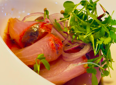 Shimogamo Japanese Restaurant signature dishes Toro / Tuna Belly Sashimi
Wagyu Sando
Surf 'N Turf Roll